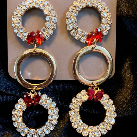 Eva Mendez Gold Dangle Wreath Earrings 3” NWT - Picture 6 of 8